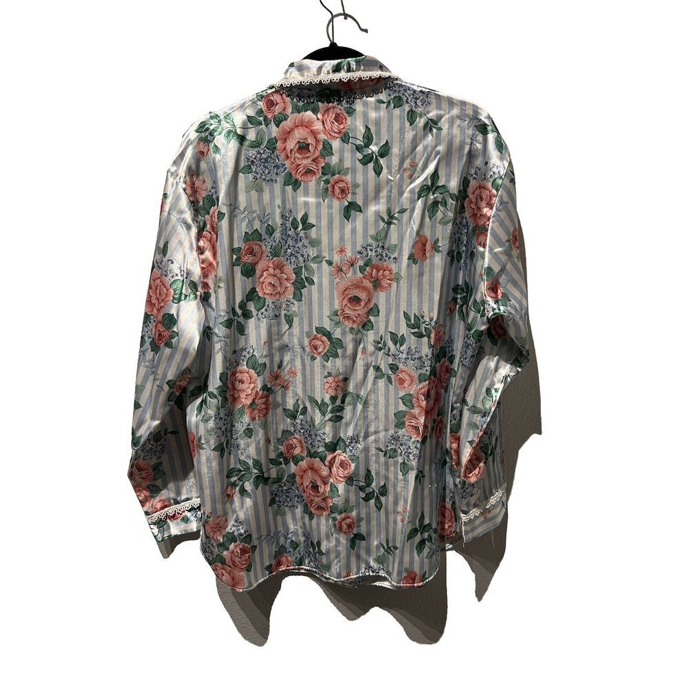 Vintage Coquette Womens Size M/L Sleep Shirt Floral Collar Long Sleeve - Picture 9 of 9